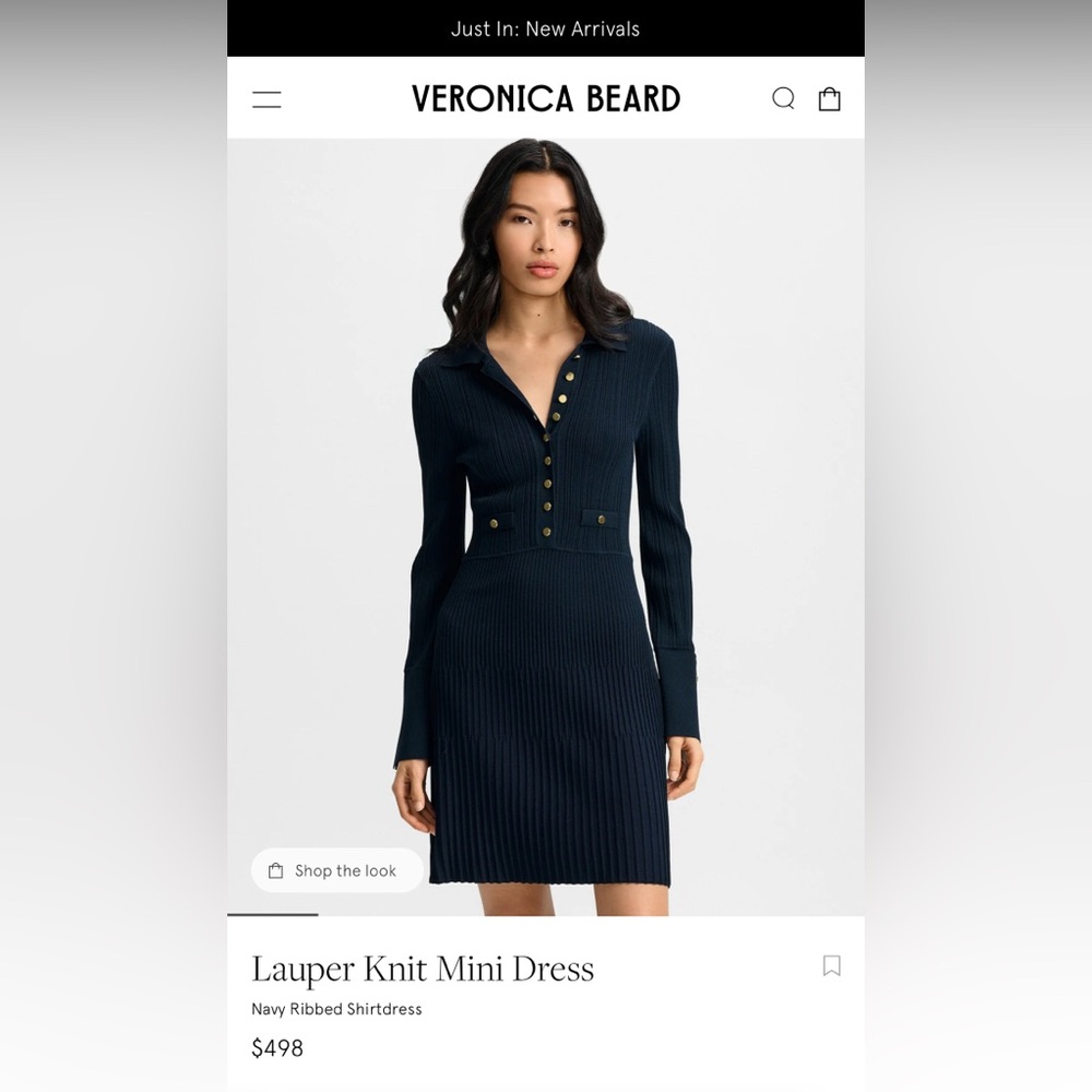 Veronica Beard Lauper Knit Dress Black with Gold Buttons -Medium